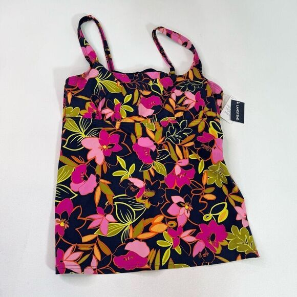 Lands End Tankini Womens Size 10 Deep Sea Jungle Floral Underwire Swim New - Picture 1 of 9